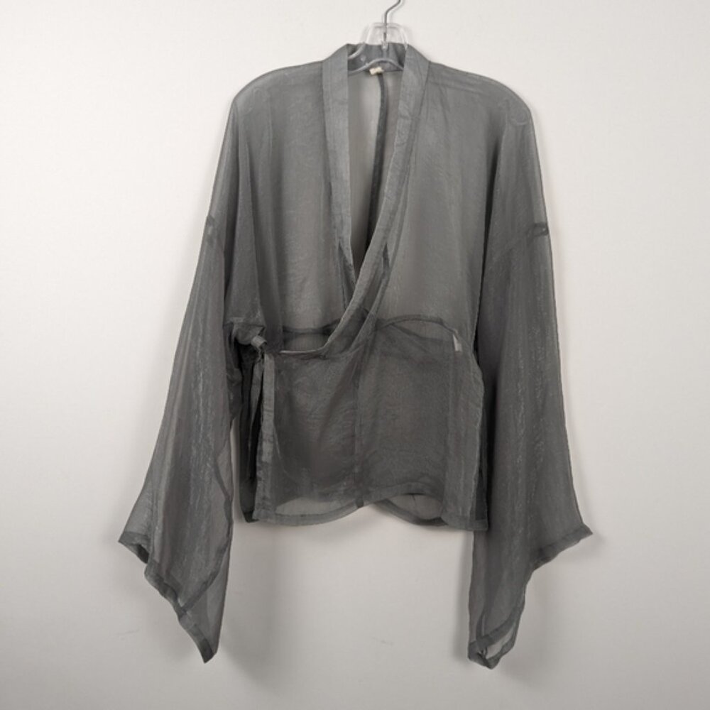 Ethereal Sheer Wrap Top with Kimono Sleeves, Medium
